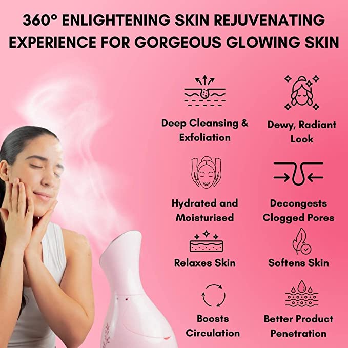 Spa Kit with Complimentary 8 Skin Care Tools | Face Steamer for Facial Deep Cleaning with Towel Warmer & Humidifier Mode