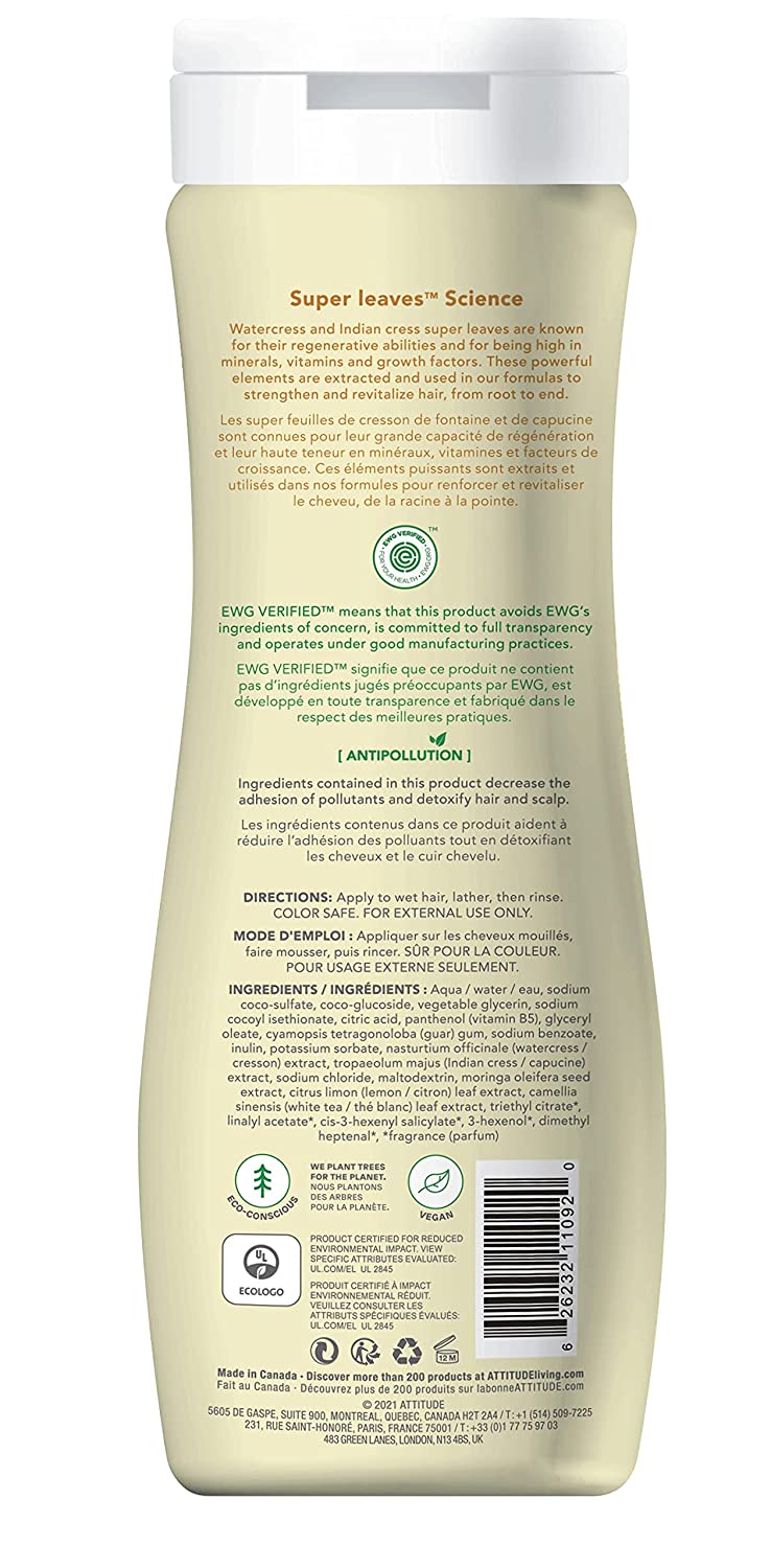 Hair Shampoo, , Plant- and Mineral-Based Ingredients, Vegan and Cruelty-free Beauty and Personal Care Products, Clarifying, Lemon Leaves and White Tea, 16 Fl Oz (Pack of 6)