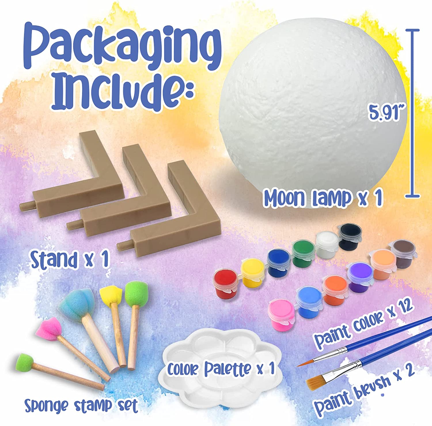 Night Light for Kids, Arts & Crafts for Girls ,Birthday GiftsInnorock Paint Your Own Moon Lamp Kit