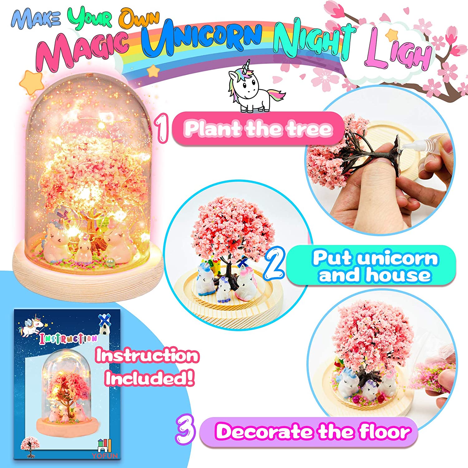 Unicorn Craft Kit for Kids, Arts and Crafts Nightlight Project Novelty for Girl Age 4 to 9 Year Old, Unicorns Gifts for Girls