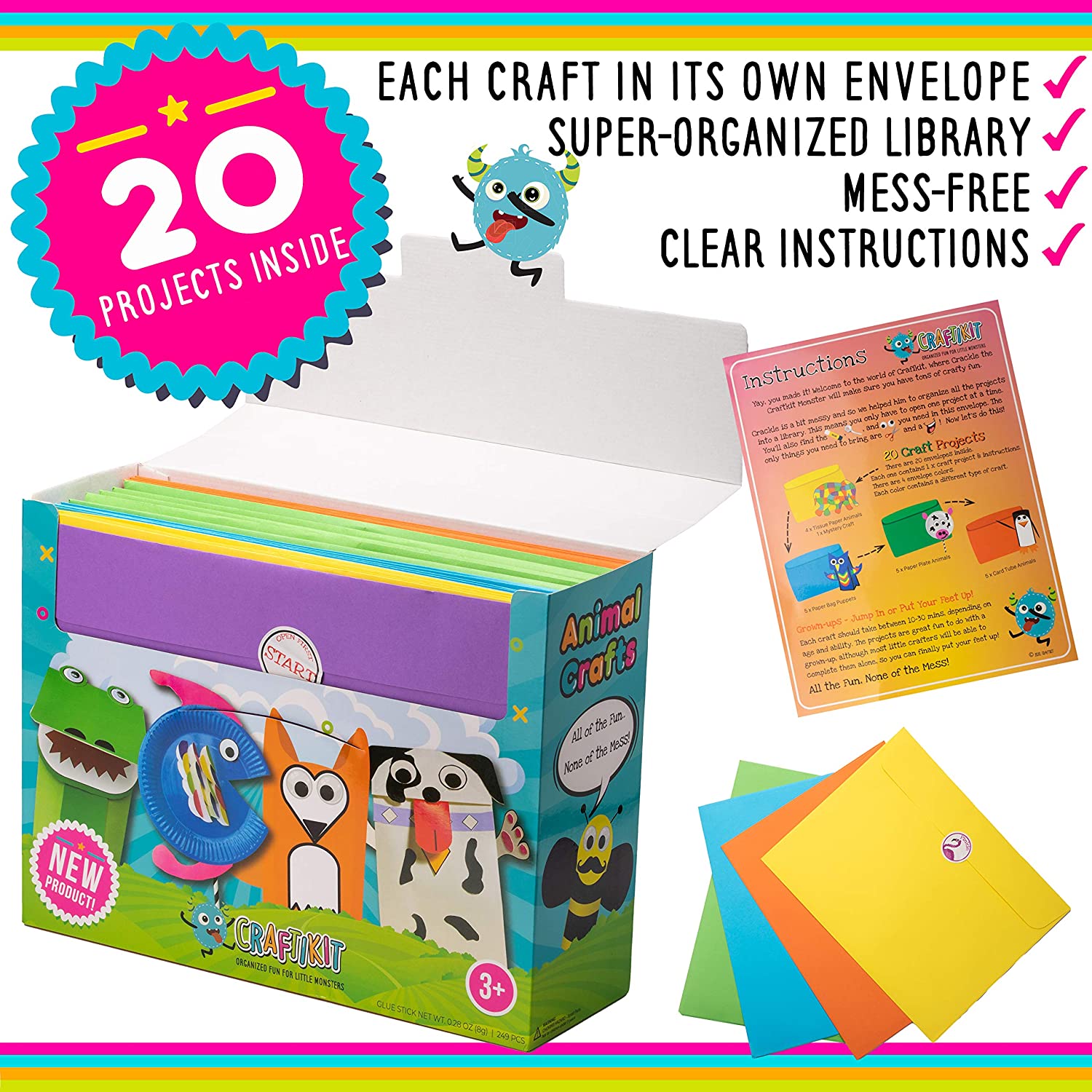 Arts and Crafts for Kids - 20 Award-Winning All-Inclusive Fun Toddler Craft Box for Kids - Organized Art