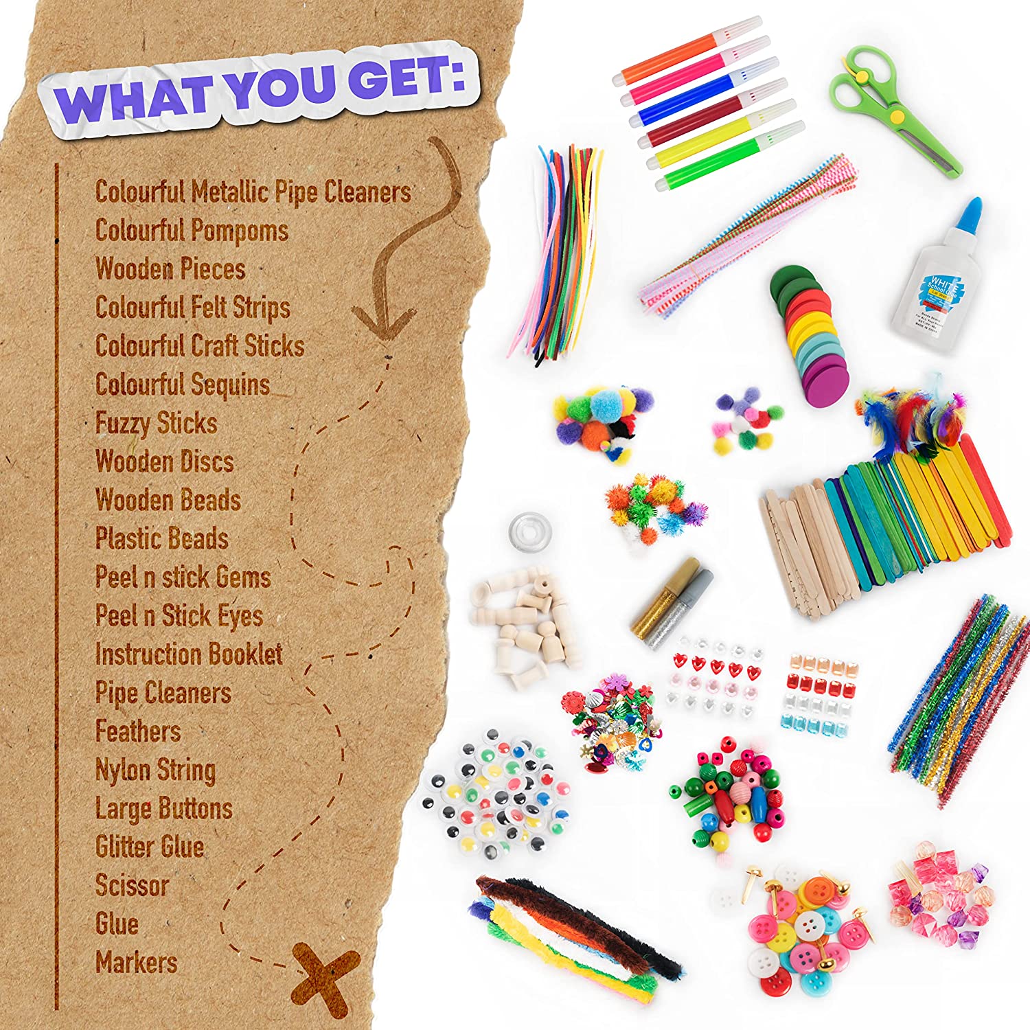 1000+ Piece Crafts for Kids Ages 4 5 6 7 8 9 10 11 & 12 Year Old Girls & Boys - Crafts for Kids Ages 4-8 - Art Supplies for Kids 9-12 - Craft Set Box - Gift Ideas