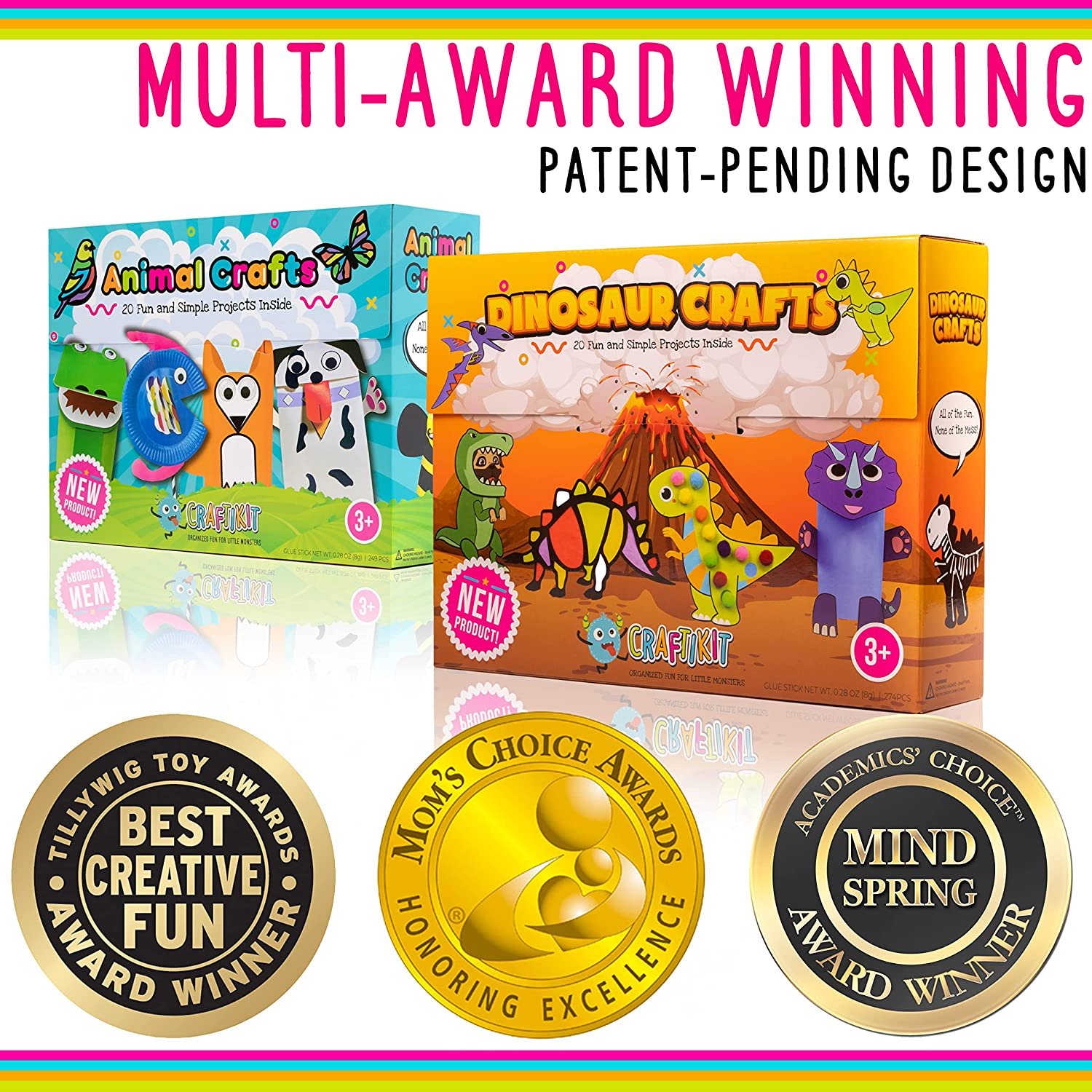 Arts and Crafts for Kids - 20 Award-Winning All-Inclusive Fun Toddler Craft Box for Kids - Organized Art