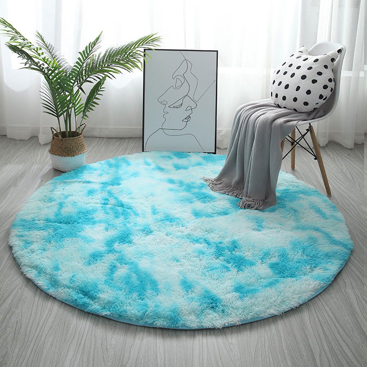 120cm Round Floor Mat Soft Plush Carpet Blanket Area Rug Cushion Home Decorations