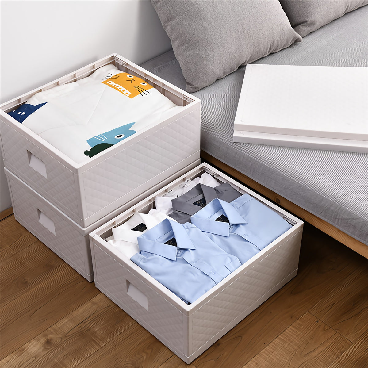 Foldable Wardrobe Storage Box Multi-purpose Home Office Car Storage Case Bedside End Table Nightstand Toys Clothes Storage Cabinet