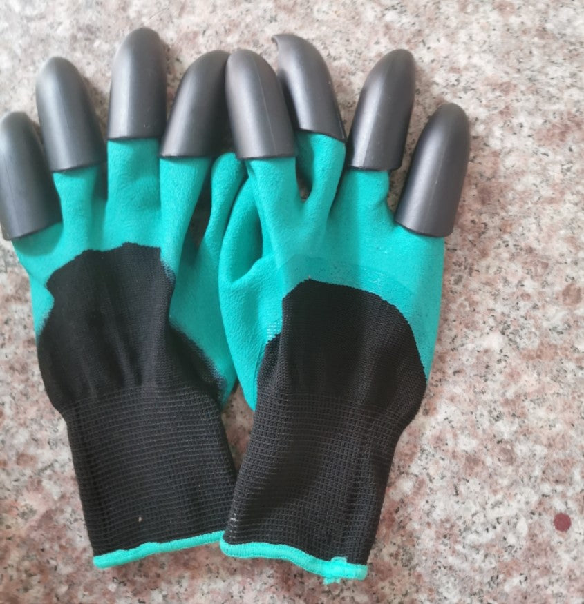 4 Hand Claw ABS Plastic Garden Rubber Gloves Gardening Digging Work Glove Planting Durable Waterproof Outdoor Cleaning Tools