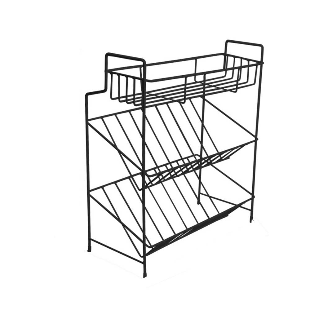 Report  2/3 Layers Shelf Kitchen Utensils Storage Iron Spice Rack Storage Stand Home Organizer Kitchen Shelf-Black