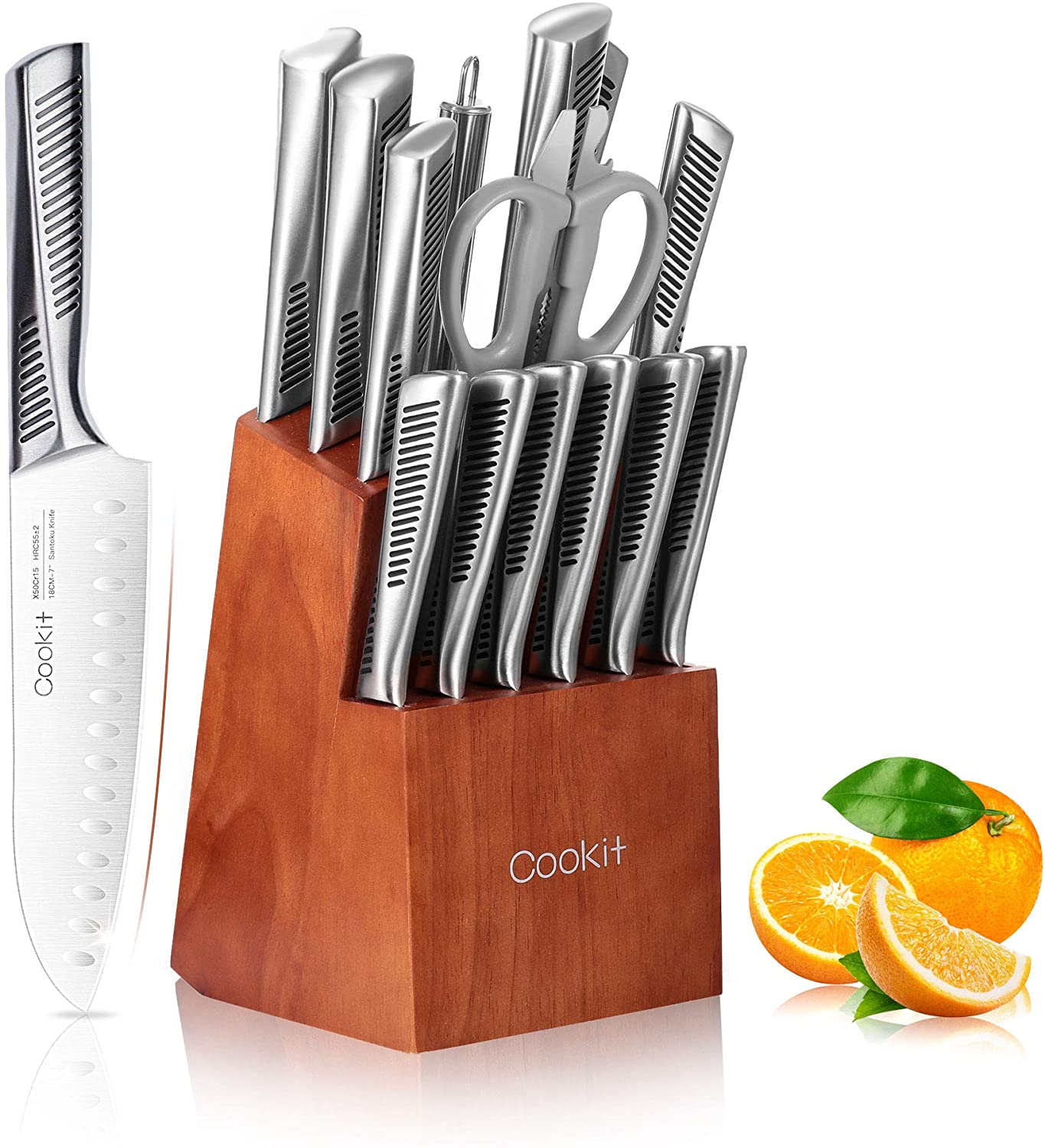 Kitchen Knife Set, 15 Piece Knife Sets with Block Chef