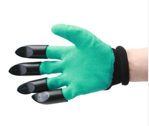 4 Hand Claw ABS Plastic Garden Rubber Gloves Gardening Digging Work Glove Planting Durable Waterproof Outdoor Cleaning Tools