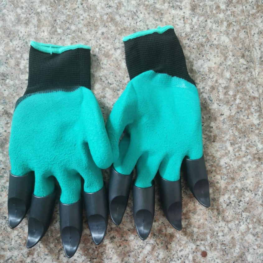 4 Hand Claw ABS Plastic Garden Rubber Gloves Gardening Digging Work Glove Planting Durable Waterproof Outdoor Cleaning Tools