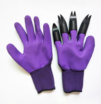 4 Hand Claw ABS Plastic Garden Rubber Gloves Gardening Digging Work Glove Planting Durable Waterproof Outdoor Cleaning Tools