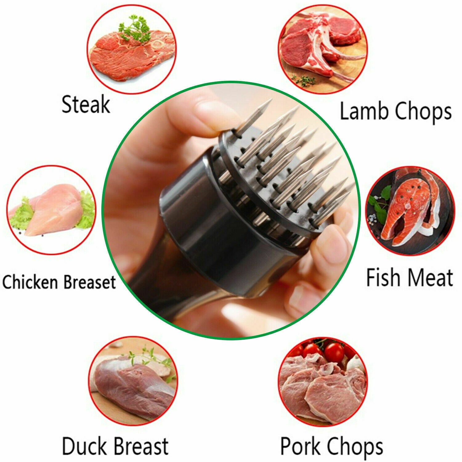 Stainless Steel Meat Tenderizer Needle 21 Pin Steak BBQ Kitchen Cooking Tool US