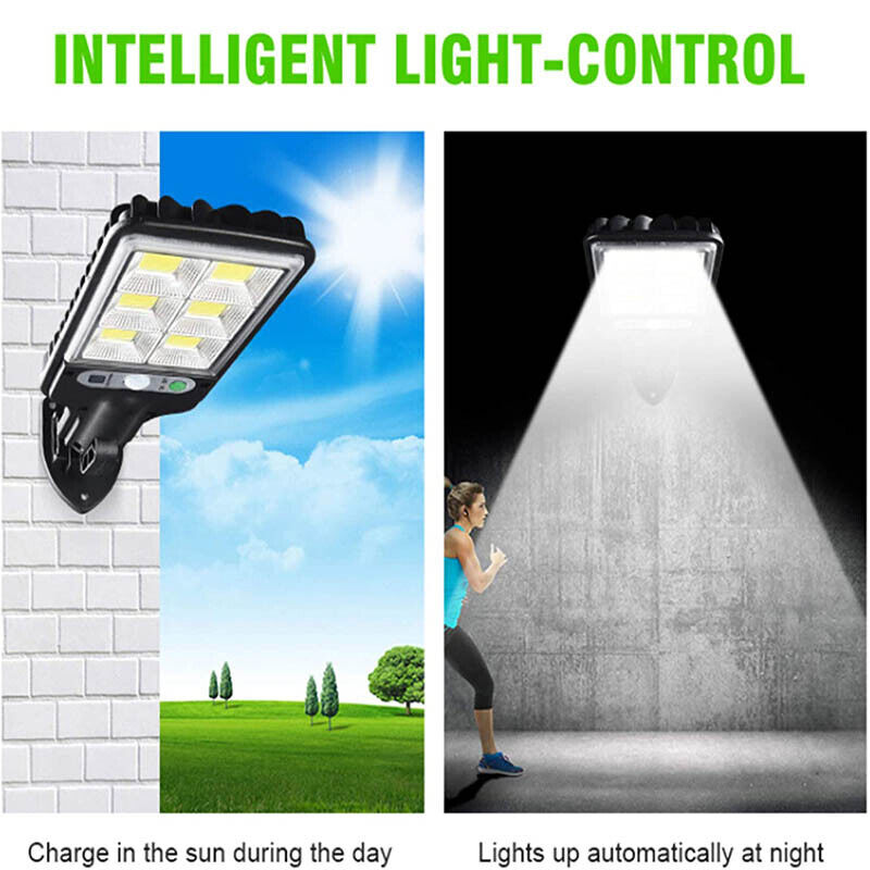 600W LED Solar Flood Light Motion Sensor Security Wall Street Yard Outdoor Lamp