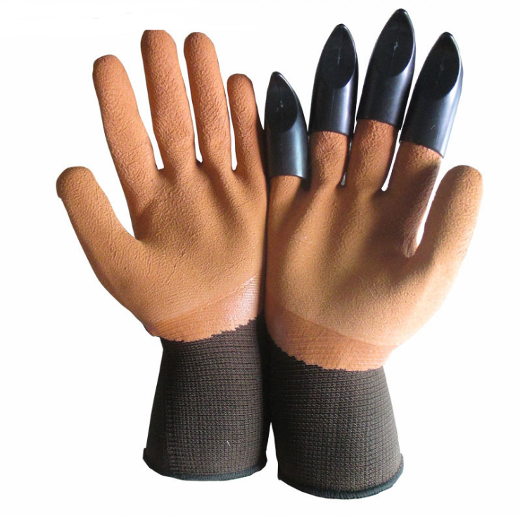 4 Hand Claw ABS Plastic Garden Rubber Gloves Gardening Digging Work Glove Planting Durable Waterproof Outdoor Cleaning Tools