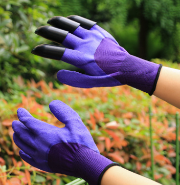 4 Hand Claw ABS Plastic Garden Rubber Gloves Gardening Digging Work Glove Planting Durable Waterproof Outdoor Cleaning Tools