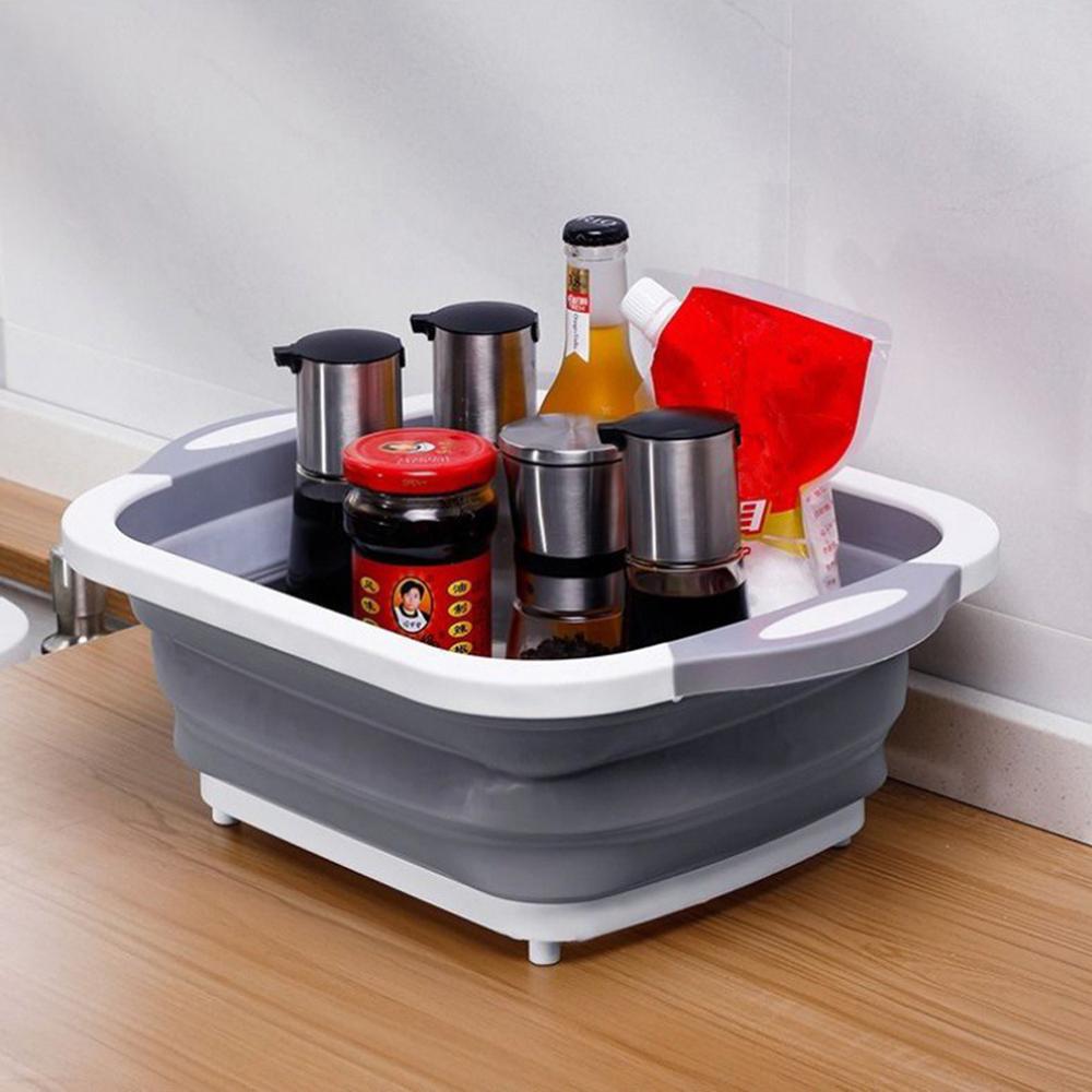 Folding Cutting Board Multifunctional Collapsible Sink Drain Basket Washable Vegetables Strainer Kitchen Storage Organizer