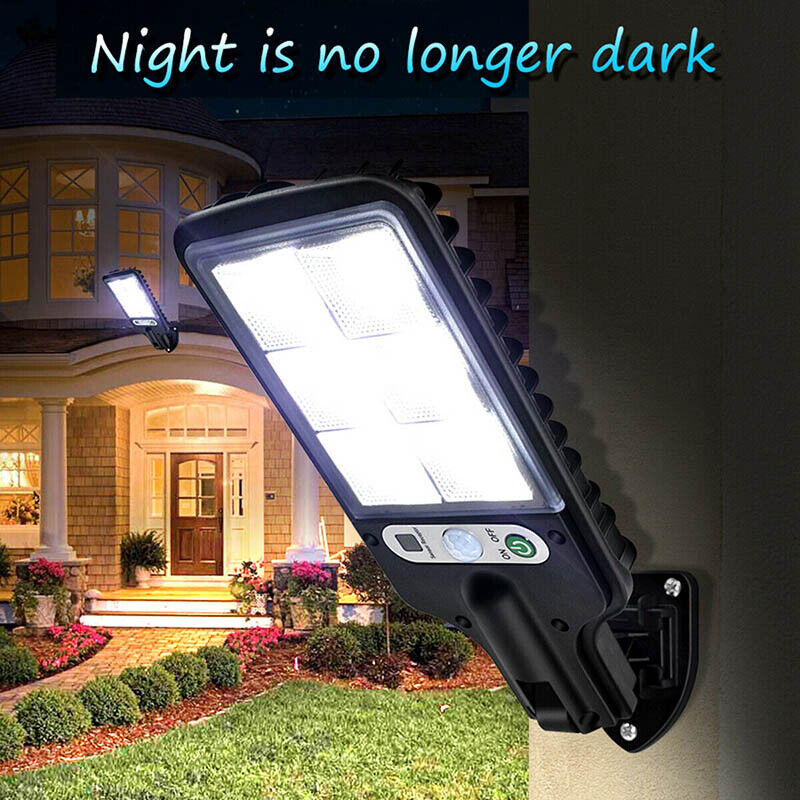 600W LED Solar Flood Light Motion Sensor Security Wall Street Yard Outdoor Lamp