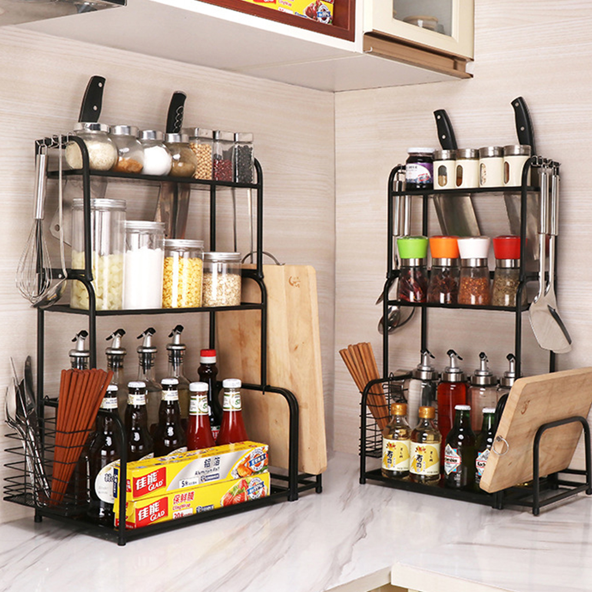 2/3 Layer Kitchen Storage Stand Holders & Racks Kitchen Shelf Holder Tool Flavoring Spice Rack