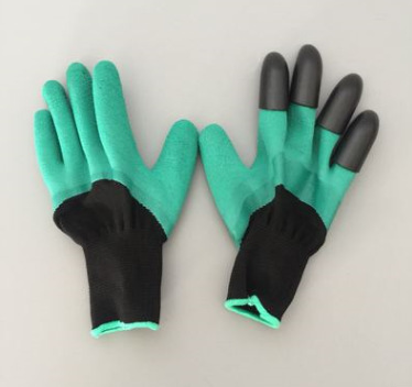 4 Hand Claw ABS Plastic Garden Rubber Gloves Gardening Digging Work Glove Planting Durable Waterproof Outdoor Cleaning Tools