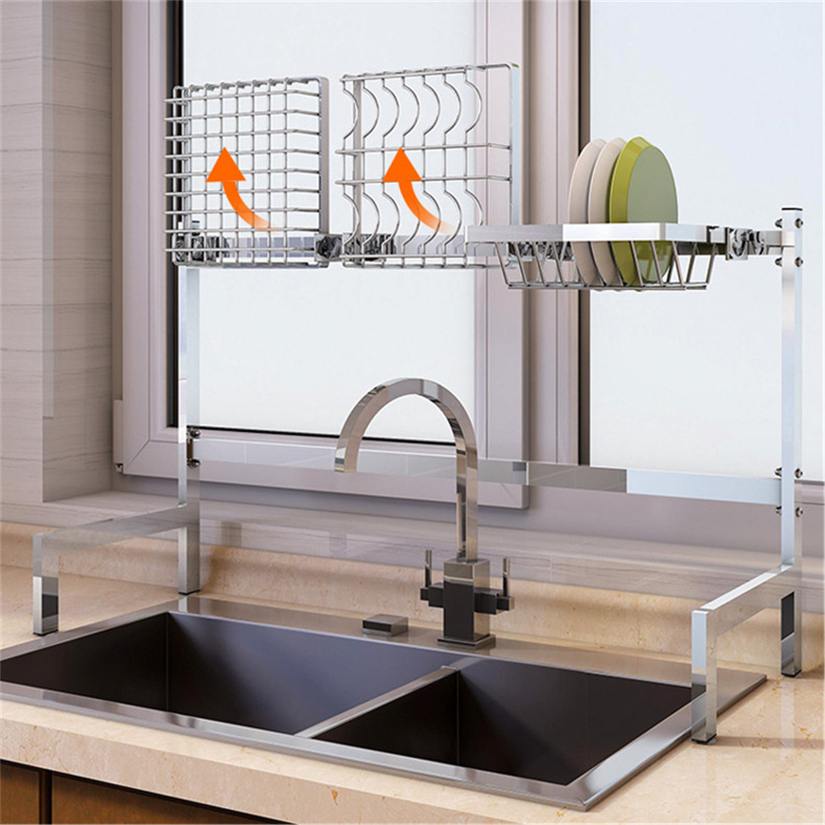 Stainless Steel Kitchen Shelf Rack Drying Drain Storage Holders Plate Dish Rack Kitchen Storage Rack