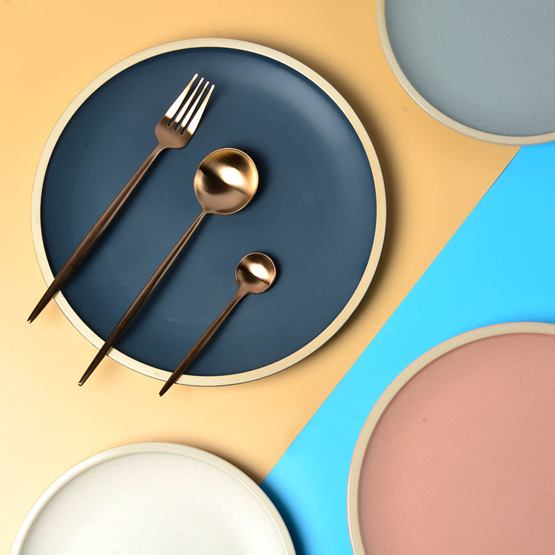 Pure color matte ceramic plate