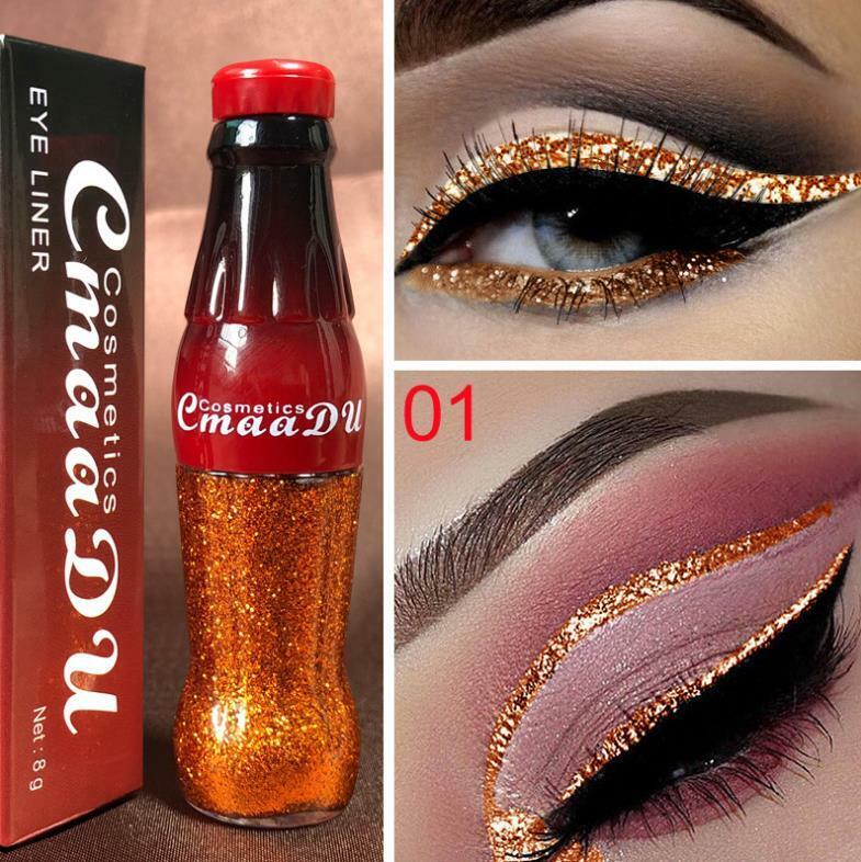 12 Colors GLITTER Waterproof Eyeshadow Liquid Eyeliner Makeup Shimmer Metallic