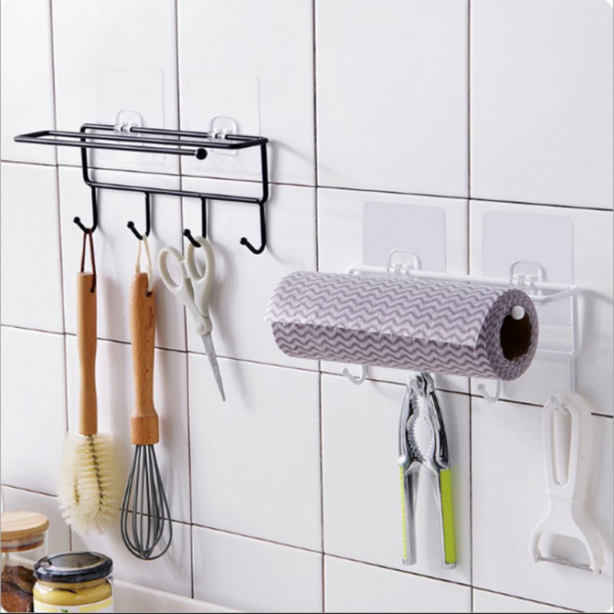 Self-adhesive Wall Hanging Storage Rack Hook Shelf Home Kitchen Organizer Holder