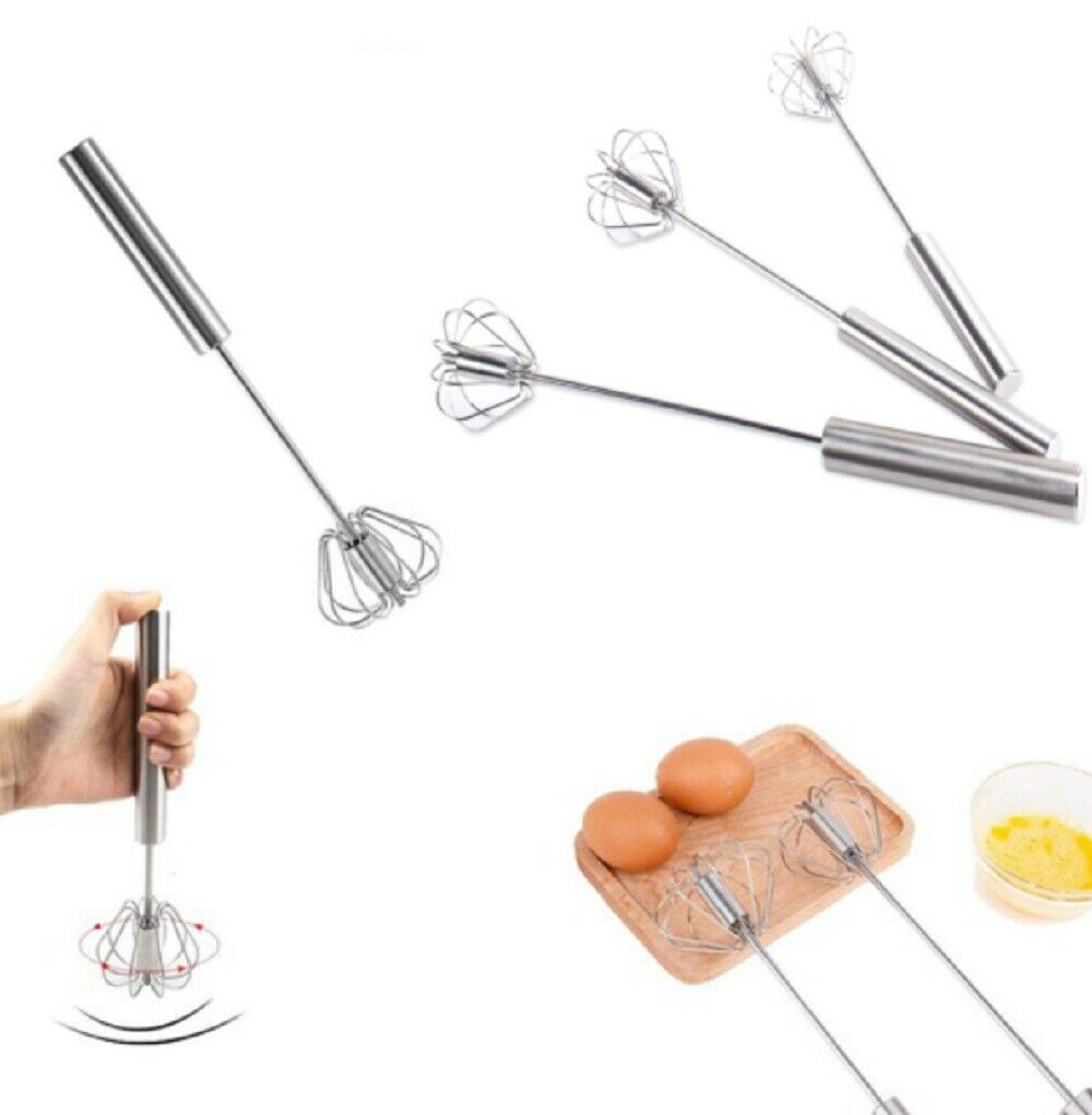 Semi-Automatic Egg Beater 304 Stainless Hand Pressure Rotating Hand Mixer Self Turning Egg Stirrer Kitchen Accessories Egg Tools