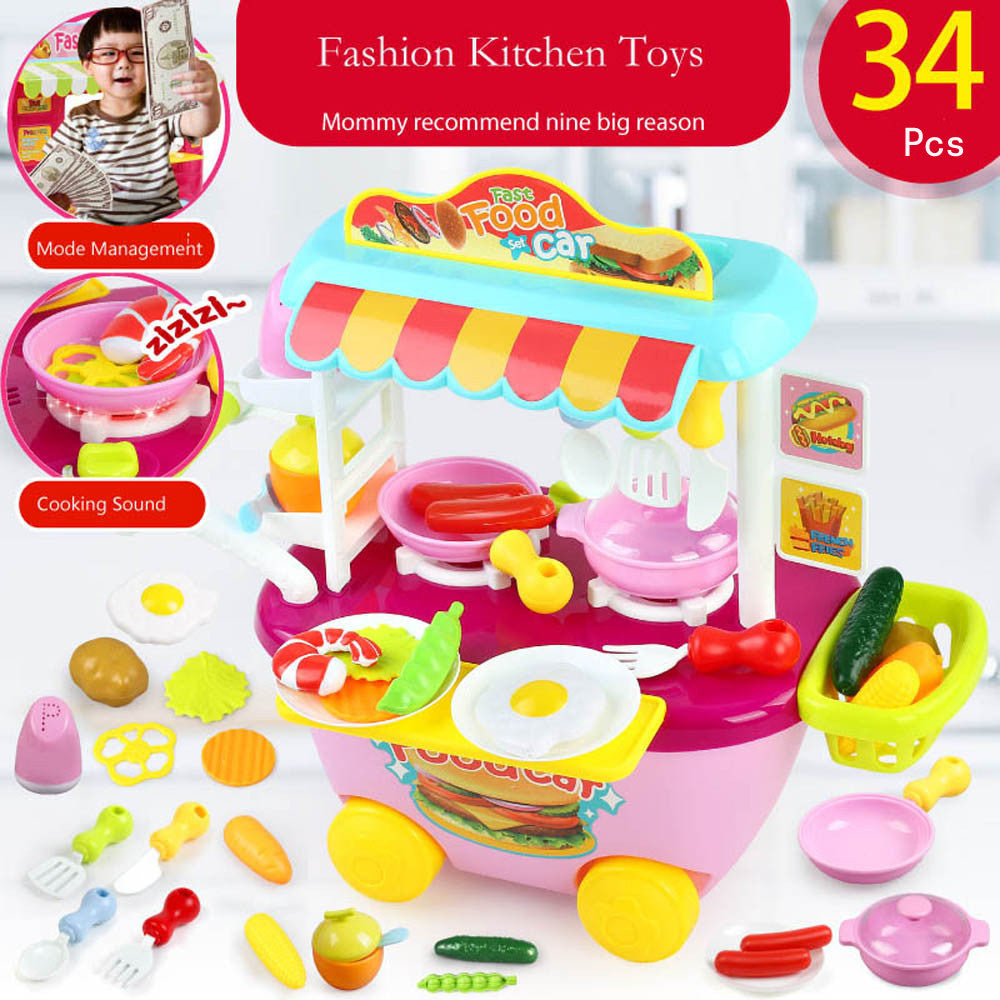 34PCS Children Kitchen Play Educational Toys Food Toys