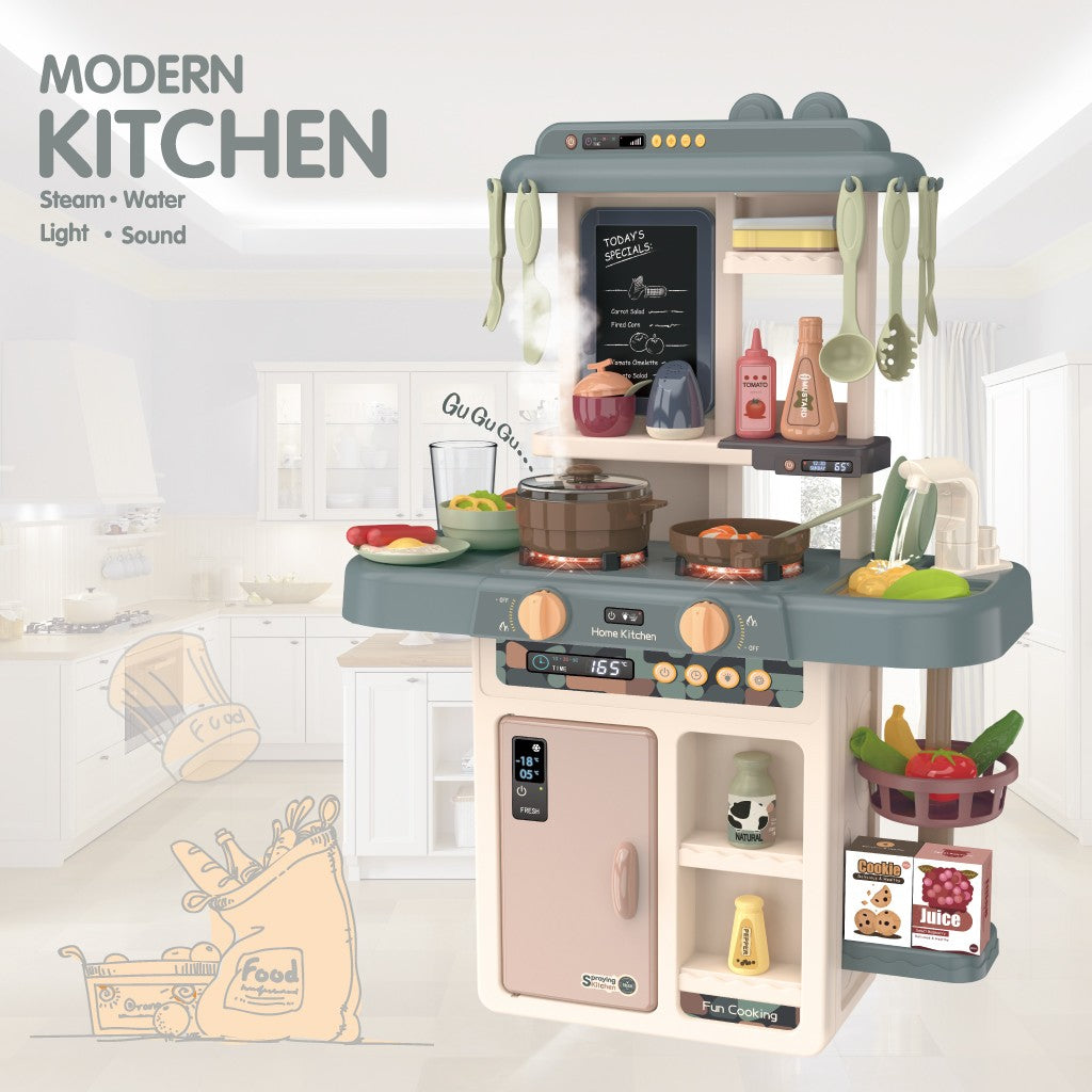 Role Play Kids Kitchen Playset With Real Cooking And Water Boiling Sounds