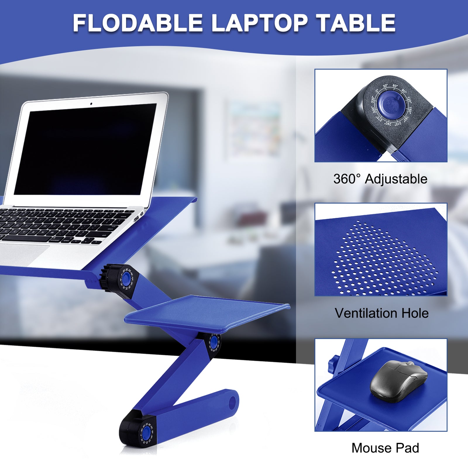 Adjustable Height Laptop Desk Laptop Stand for Bed Portable Lap Desk Foldable Table Workstation Notebook RiserErgonomic Computer Tray Reading Holder Bed Tray Standing Desk blue Amazon Banned