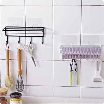 Self-adhesive Wall Hanging Storage Rack Hook Shelf Home Kitchen Organizer Holder