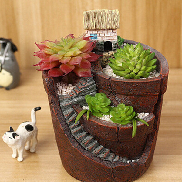 Hanging Garden Potted Micro Landscape Meat Plant Pots Small House Resin Decoration