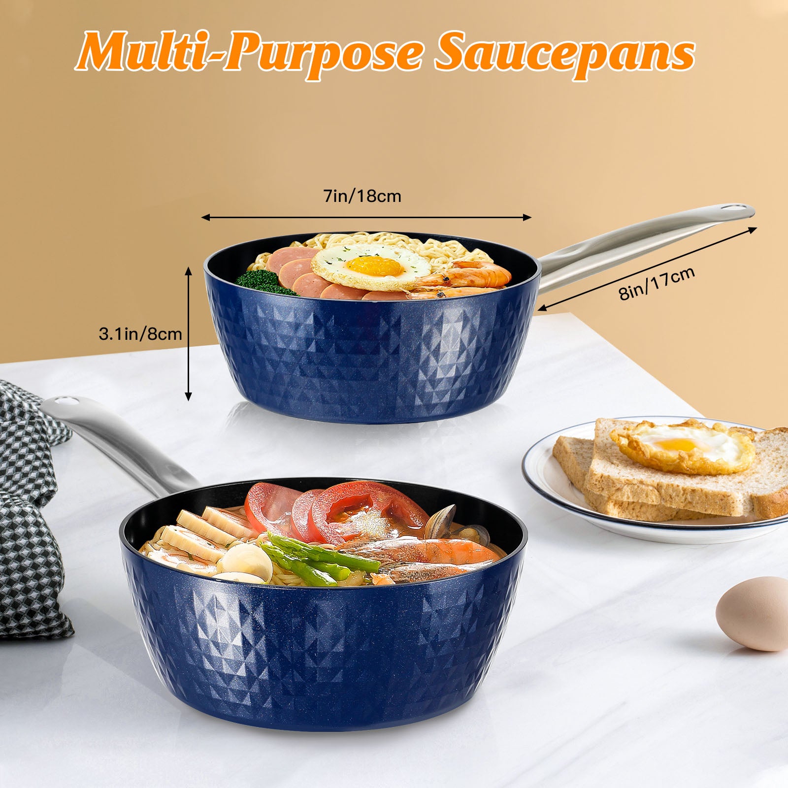 Induction Saucepan with Lid, 20cm/ 1.8L Milk Pan Non Stick Saucepan