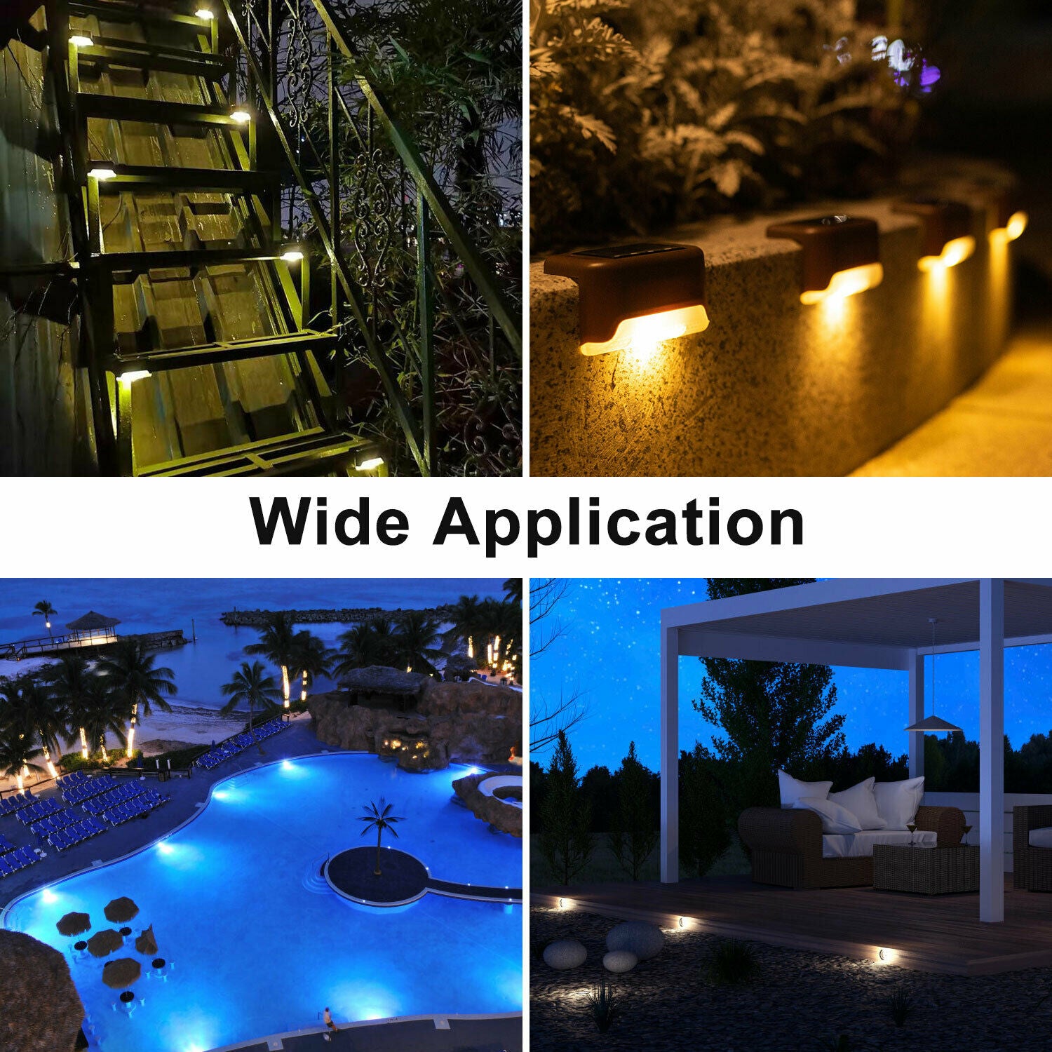 Outdoor Solar LED Deck Lights Garden Path Patio Pathway Stairs Step Fence Lamp