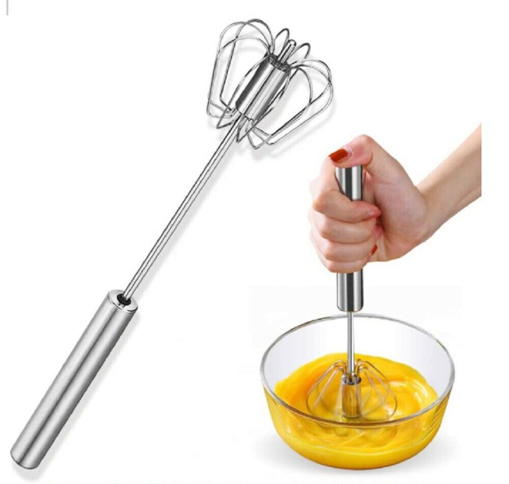 Semi-Automatic Egg Beater 304 Stainless Hand Pressure Rotating Hand Mixer Self Turning Egg Stirrer Kitchen Accessories Egg Tools